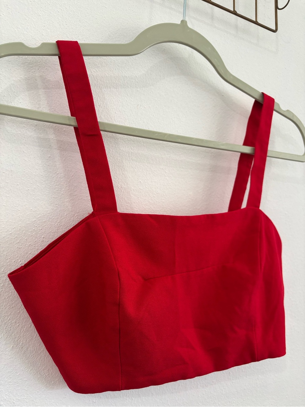 Luxxel Red Square-Neck Crop Top with Wide Straps